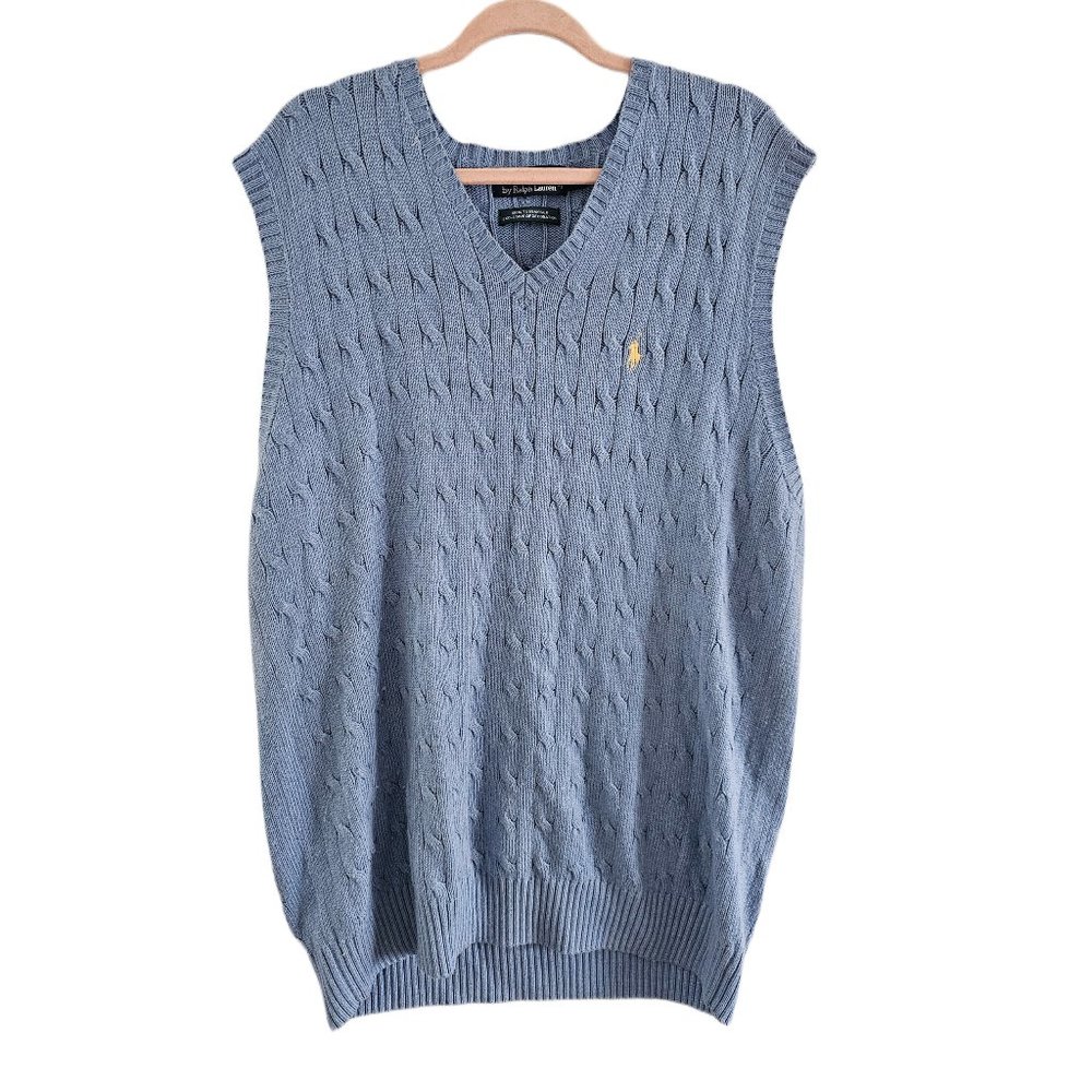 Vintage Polo Ralph Lauren Silk Cable Knit Sweater Vest